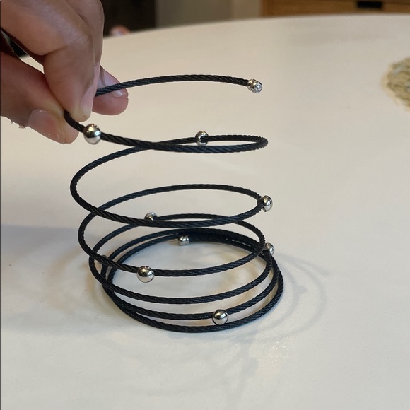 ALOR Elegant Black Wire Bracelet with Silver Accents - Picture 5 of 9